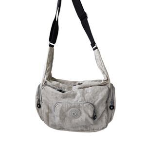 Kipling Light Gray Europa Large Crossbody Bag, Lots of pockets Inside & Outside